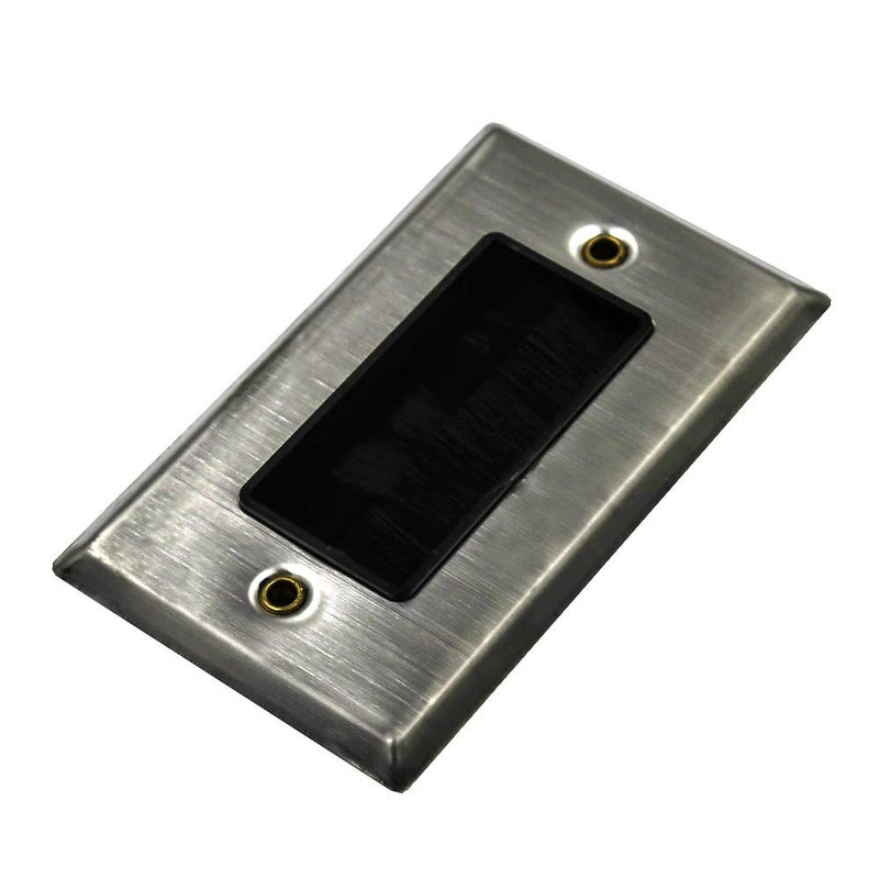 Dahszhi Brush Wall Plate Stainless Steel Cable Pass Through Insert for Wires, Single Gang Cable Access Strap, Wall Socket for HDTV, Home Theater Systems - Image 2